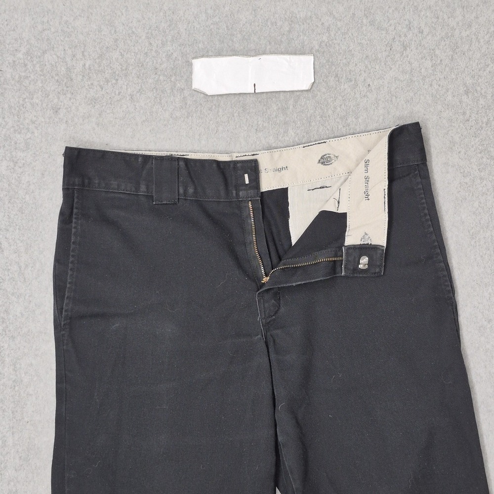 Dickies Men Pants 32X34 Black Chino Twill Slim Straight Button 32" Inseam - Picture 7 of 13